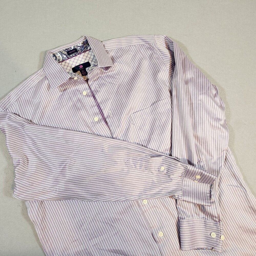 Men’s Egara Purple Patterned Button Down Shirt Size Large (16.5)